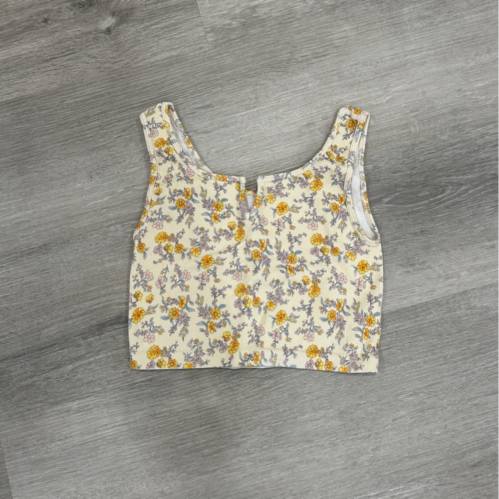 Aeropostale Floral Crop Top - Yellow and Gray